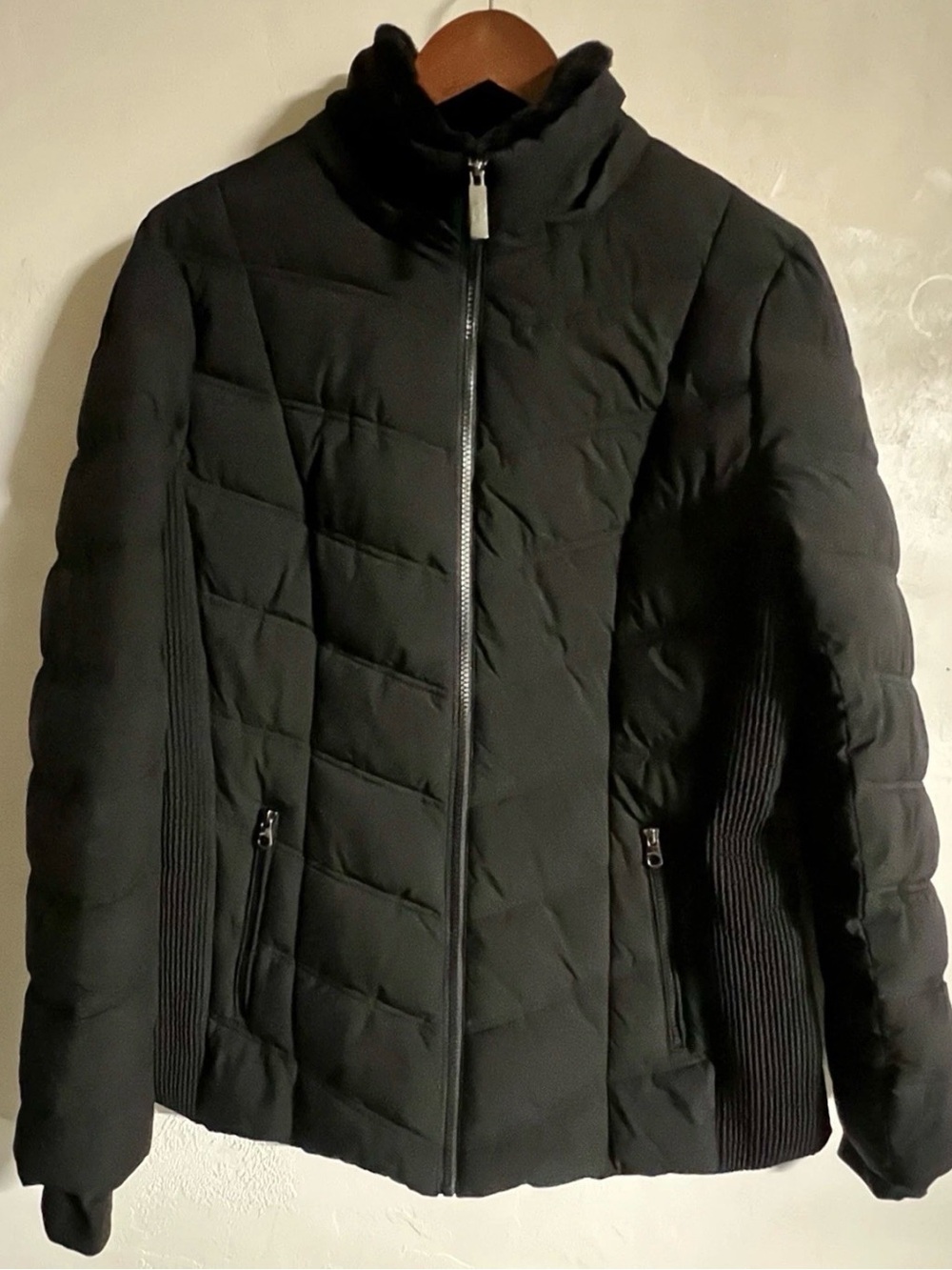 Nautica Black Hooded Puffer with Faux-Fur Trim - Picture 2 of 7